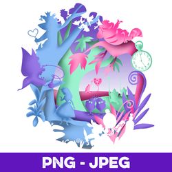 disney alice in wonderland neon forest silhouette v1