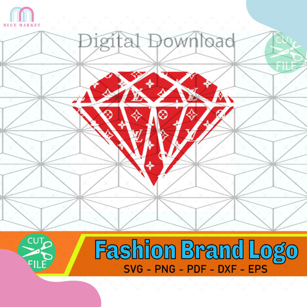 Louis Vuitton Diamond Red Svg, Logo Svg, LV Wrap Svg, Louis