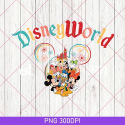 retro mickey and friends disneyworld est 1971 png, disneyworld png, 2023 family vacation png, magic kingdom png 300dpi