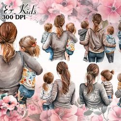 mom and kids watercolor sublimation
