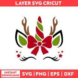 Christmas Unicorn Svg, Unicorn Svg, Reindeer Svg, Santa Claus Svg, Christmas Svg, Merry Christmas Svg - Digital File