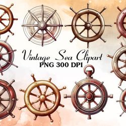 vintage sea watercolor clipart bundle