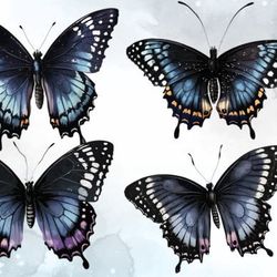 cute black butterfly watercolor clipart