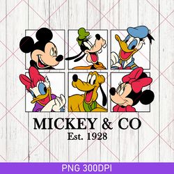 retro mickey & co 1928 png, retro disney png, disneyland png, vintage disneyworld png, disney family matching png 2023