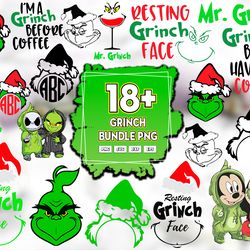 18 grinch bundle svg, christmas svg, grinch svg, grinch face svg