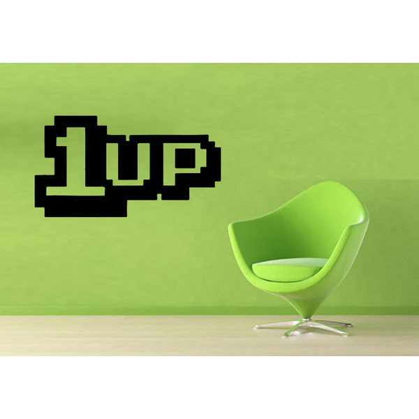 1 Up, One Up, Gamer Sticker, Video Game, Computer Game, Game Play, Wall Sticker Vinyl Decal Mural Art Decor