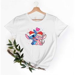 stitch and angel christmas shirt, disney couple shirt, disney stitch shirt, stitch and angel love shirt, disney matching