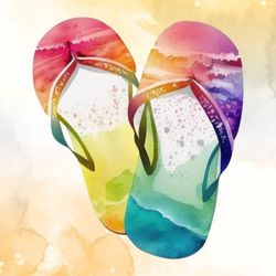 watercolor beach flip-flops clipart
