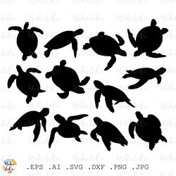 turtle svg, turtle bundle, turtle silhouette, turtle cutting, stencil templates, clipart png