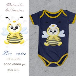 watercolor sublimation bee cutie png, jpeg