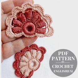 Crochet pattern fan, crochet Irish lace motif tutorial pdf, crochet flower pattern, crochet leaf pattern, crochet motif.