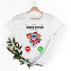 santa stitch is calling christmas shirt , disney stitch christmas shirt, santa stitch shirt, disney stitch shirt, disney