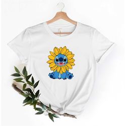 disney stitch sunflower shirt, disney stitch shirt, family vacation shirt, sunflower, disney trip shirt, cute stitch shi