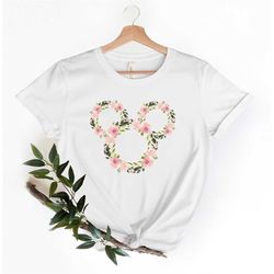 disney floral shirt, disney ears shirt, floral disney shirt, disney shirt, floral shirt, disney woman shirt, minnie t-sh
