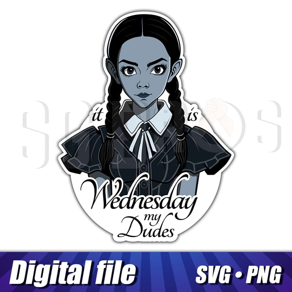 Wednesday Addams svg and png clipart, Wednesday cricut image - Inspire ...