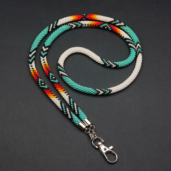 Handmade turquoise lanyard for badges and keys