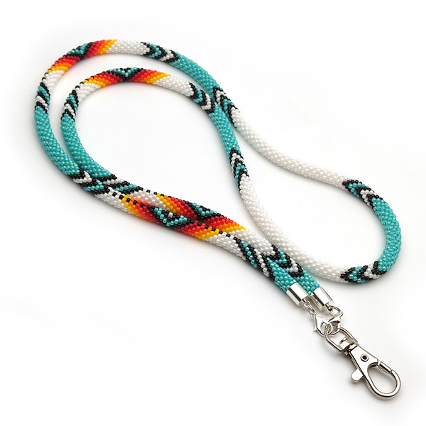 Ethnic beadwork necklace and ID holder in vibrant colors