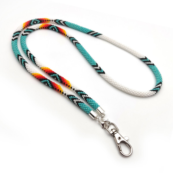 Eye-catching beaded lanyard for ID cards and badges