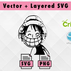 luffy svg, luffy one piece svg, one piece svg, anime cartoon svg, one piece anime svg digital file