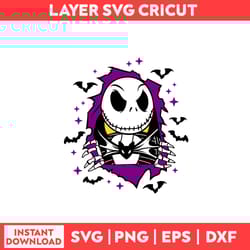 jack skellington svg, jack svg, bat svg, disney svg, halloween svg - digital file