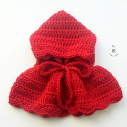 CROCHET PATTERN - Little Red Redding Hood | Crochet Baby Halloween Hat | Newborn Photo Prop | Sizes 0 - 12 Months