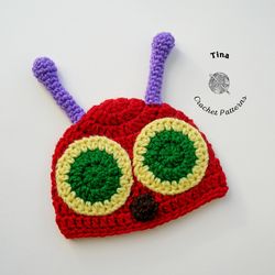 CROCHET PATTERN - Hungry Caterpillar Hat | Crochet Halloween Hat | Photo Prop | Sizes from Baby to Adult