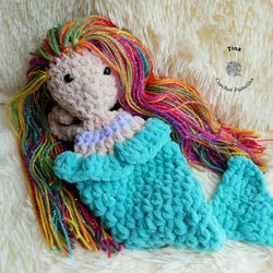 Crochet Plush Mermaid | Crochet Mermaid Toy | Baby Shower Gift | Newborn Photo Prop | Crochet Doll | Mermaid Lovey
