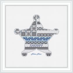 cross stitch pattern star sheriff police policeman emblem ornament profession usa flag counted crossstitch patterns pdf