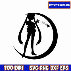 sailor moon svg file set, sailor moon stickers, solar system luna, anime