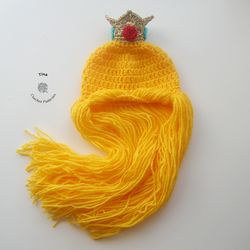 HANDMADE Princess Peach Hat | Crochet Halloween Wig | Mario Bros. Photo Prop | Baby Shower | Sizes from Baby to Adult