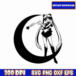 sailor moon svg layered item, clipart, cricut, digital vector cut file, svg, png, dxf, eps clip art files