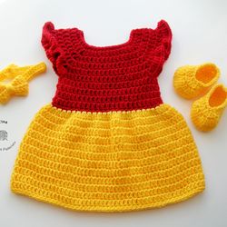 Winnie the Pooh Dress | 1st Birthday Girl | Handmade Baby Halloween Costume | Baby Shower Gift | Sizes 0 - 12 Months