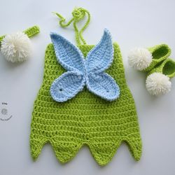 HANDMADE Fairy Tinker Bell Outfit | Fairy Photo Prop | Crochet Baby Halloween Costume | Baby Shower Gift