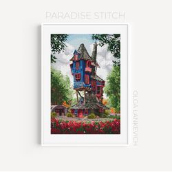 Weasley House  cross stitch pattern PDF and Saga