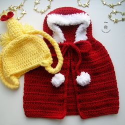 CROCHET PATTERN - Cindy Lou Hat and Cape Outfit | Christmas Baby Photo Prop | Crochet Halloween Costume