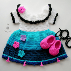 CROCHET PATTERN - Mirabel Encanto Outfit | Baby Girl Photo Prop | Crochet Halloween Costume | Sizes 0-12 months