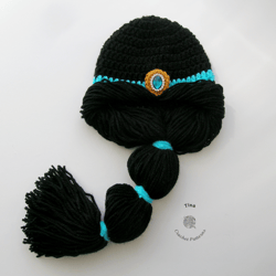CROCHET PATTERN - Princess Jasmine Wig | Princess Photoshoot | Crochet Halloween Hat | Sizes from Baby to Adult