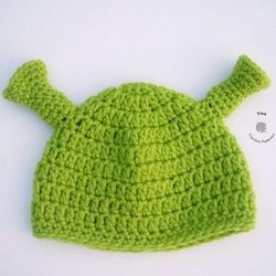 CROCHET PATTERN - Shrek Hat | Crochet Halloween Beanie | Shrek Photo Prop | Gift Hat | Sizes from Baby to Adult