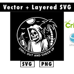 chill out and cheer up svg & png files for cricut machine , anime svg , manga svg , goku svg