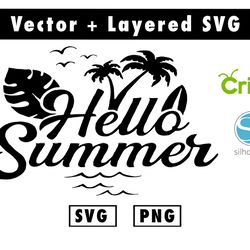 hello summer svg & png files for cricut machine , anime svg , manga svg , goku svg