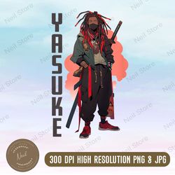 yasuke urban samurai png, japanese samurai warrior png, png high quality, png, digital download