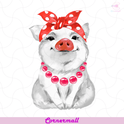 pig wearing bandana png, trending png, pet png, animal png, cute pig png, funny pig png