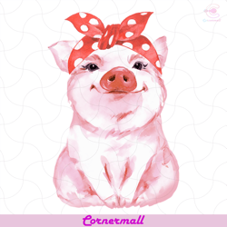 funny pig wearing bandana png, trending png, pet png, animal png, leopard bandana png, pig png
