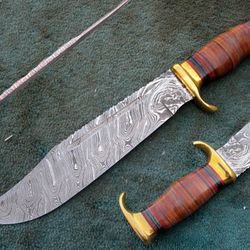 custom hand made damascus steel timber rattler swamp gator bowie knife