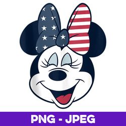 disney mickey and friends minnie american flag bow v2 , png design, png instant download