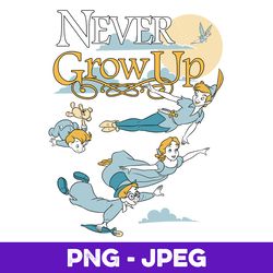 disney peter pan group shot never grow up night portrait v1 , png design, png instant download