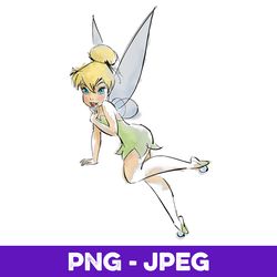 disney peter pan tinker bell watercolor portrait v2 , png design, png instant download