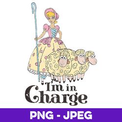 disney pixar toy story bo peep with sheep i'm in charge v2 , png design, png instant download