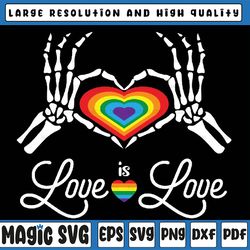 love is love skeleton hands svg, lgbt svg, rainbow lgbt flag, lgbtq, lgbt pride png, gay pride, gender equality, digital