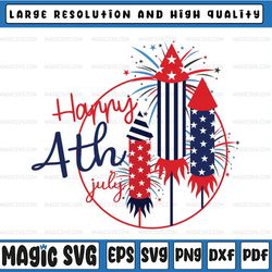 happy 4th of july american svg, fireworks patriotic svg, independence day, cut file, silhouette, instant download